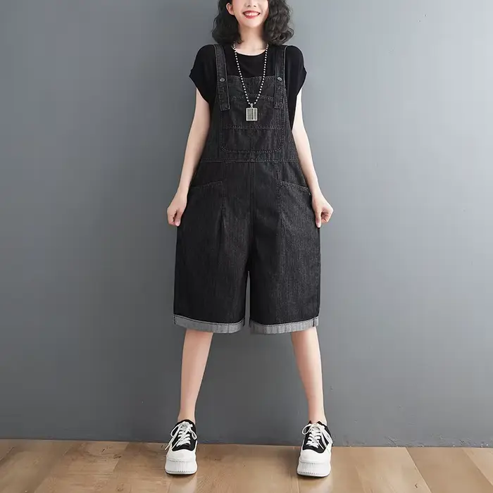 Printemps été Jean combinaisons courtes femmes décontracté Streetwear ample jambe large Shorts Denim