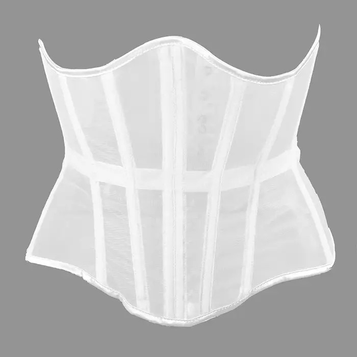 Viditelná dámská síťovina korzet, zeštíhlující opasek, sexy, prsní obal, ramínko krajka-up s 16 pruhy, bílá, červená, XXS až 5XL