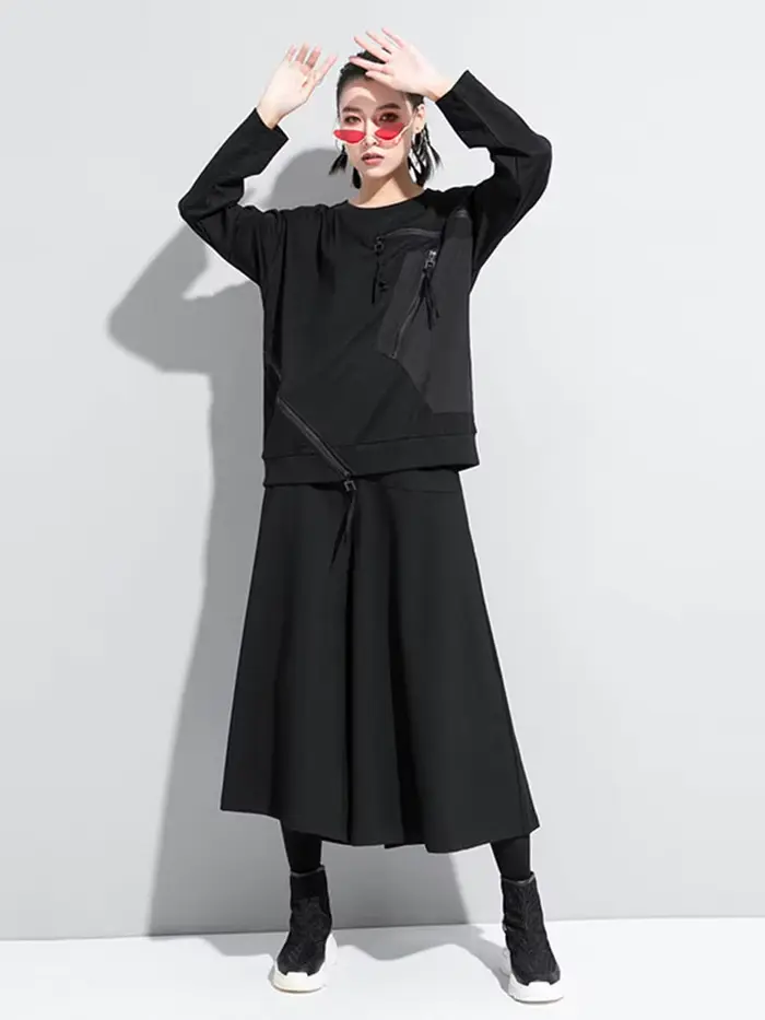 Amax luluE Designer européen femmes mode noir t-shirts dames lâche Punk t-shirts femmes décontracté 