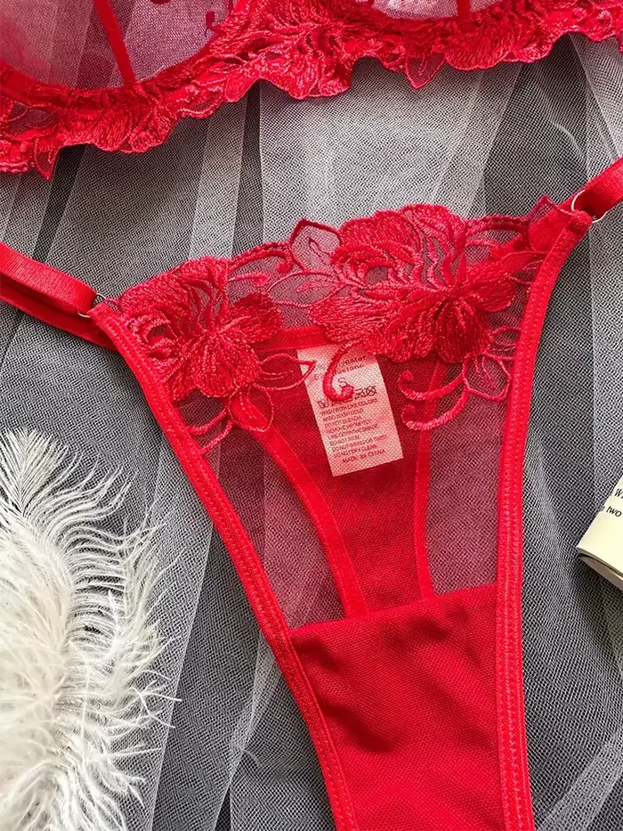 Sexy spodní prádlo set s květinovou výšivkou, podprsenka a kalhotky, horké erotické set, ženské spodní prádlo, exotické sady, fantazie intimní spodní prádlo