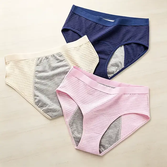 Lot de 3 culottes physiologiques pour jeunes filles, sous-vêtements menstruels anti-fuites pour adolescentes, lingerie sanitaire