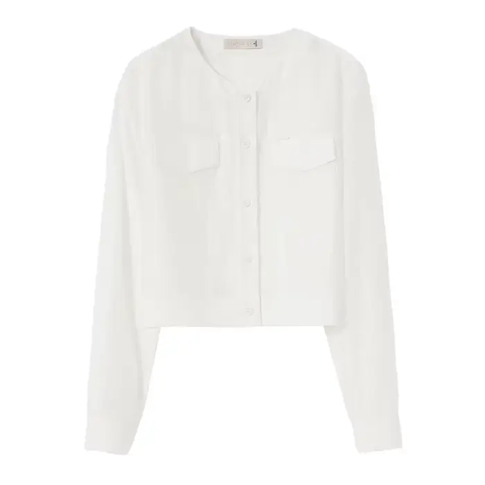Chemise femme SENTUBILA en Lyocell, col rond uni, manches longues, simple boutonnage, nouvelle colle