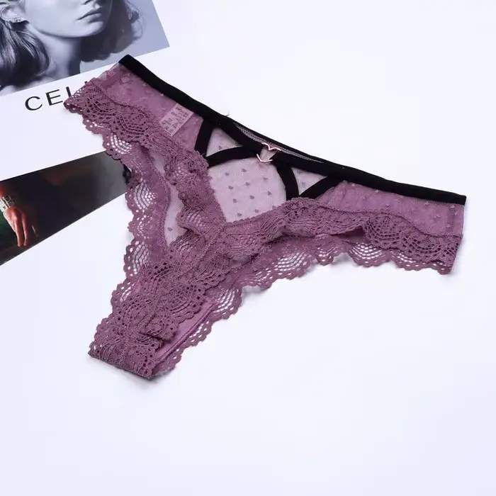 Culotte femme Sexy dentelle culotte femmes Transparent taille basse sous-vêtement creux string pour 