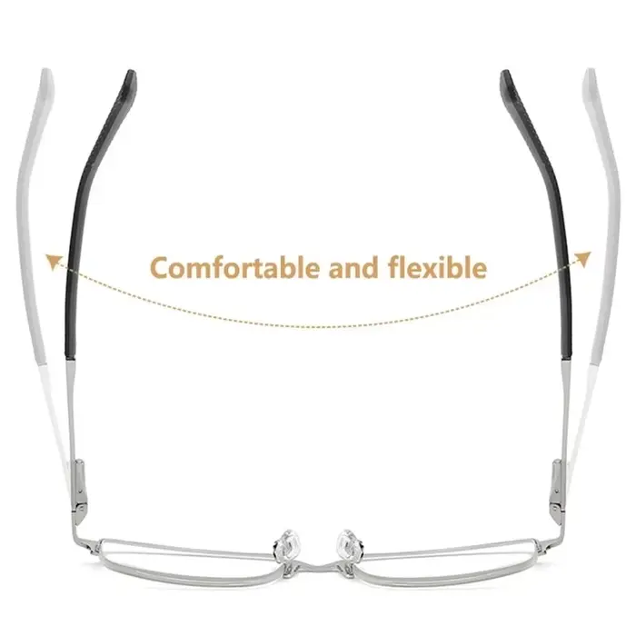 Lunettes de lecture demi-monture en métal pour hommes, monture de lunettes bloquant la lumière bleue