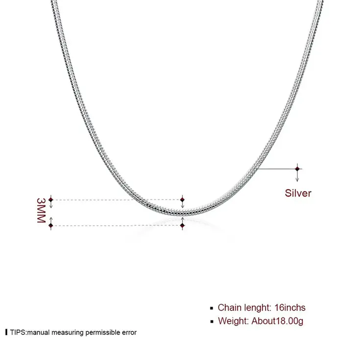 Collier chaîne serpent 3mm, Glam romantique, Bijoux à la mode, Style européen, Soul, Bijoux en argen