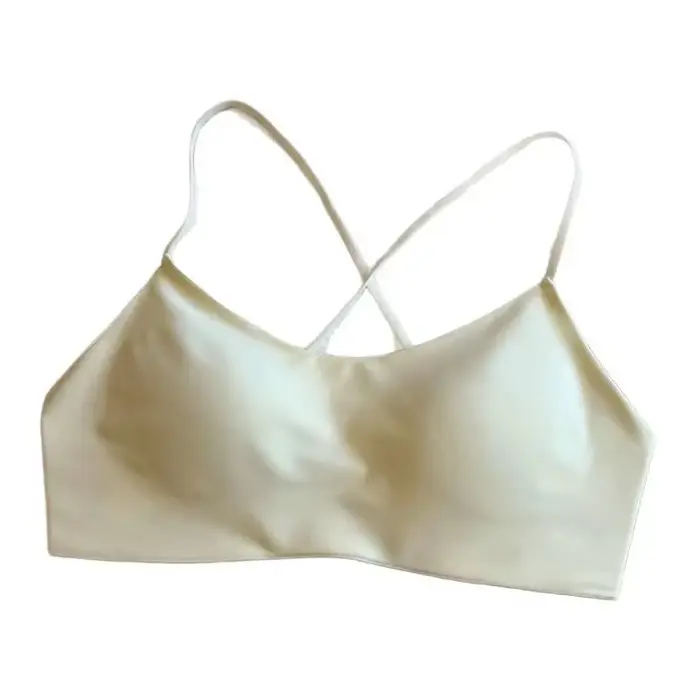 Nouveau soutien-gorge pour filles, style camisole, beige clair, fines bretelles, dos croisé, bonnet 3D goutte d'eau, décolleté en V profond, soutien-gorge respirant