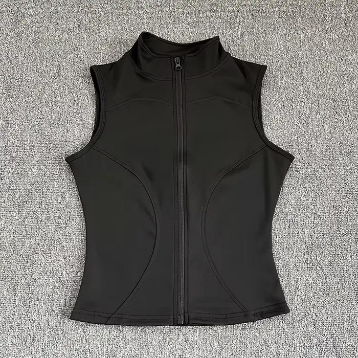 Haut de Sport sans manches pour femmes, coupe cintrée, séchage rapide, col montant élastique, vêteme