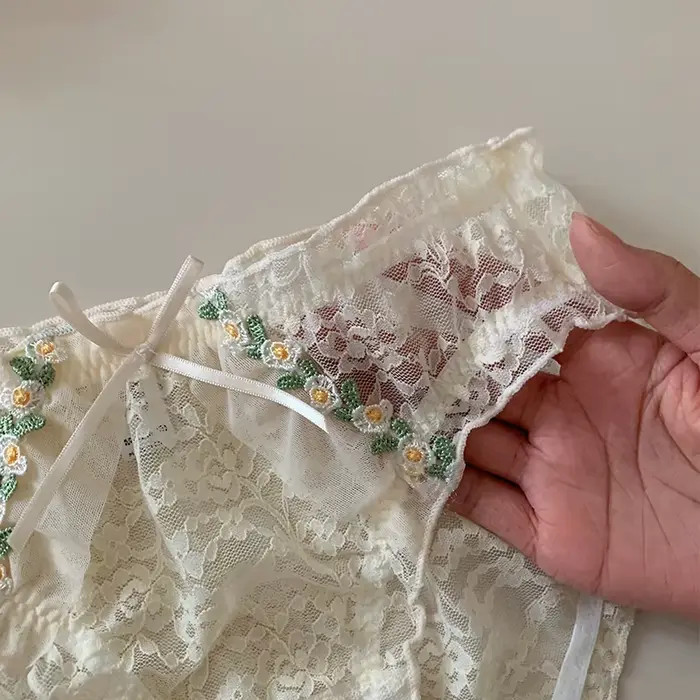 Culottes triangulaires transparentes pour femmes, micro-lingerie, sous-vêtements féminins à fleurs en dentelle, lingerie sexy pour femmes, ensemble de culottes, lot de slips