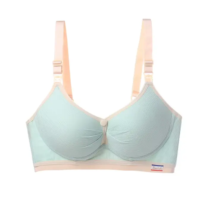Soutien-gorge d'allaitement pour femme, fin, anti-affaissement, avec fermeture frontale, lingerie quotidienne, à bretelles réglables et à blocs de couleurs.
