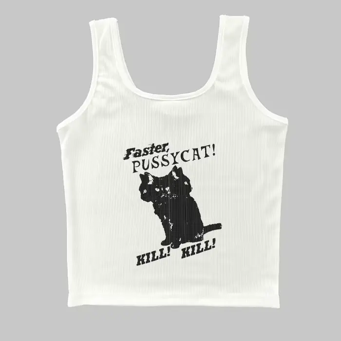 Y-Women FibrCasual Cat Pattern Print Tanks, Style Y2k Aesthetic Sweet Sexy, Précieux, Harajuku Basic