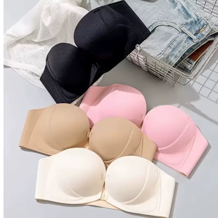 Sous-vêtements antidérapants sans bretelles pour femmes, avec petites boucles sur le devant, grand, épais, beau, soutien-gorge Invisible dos nu