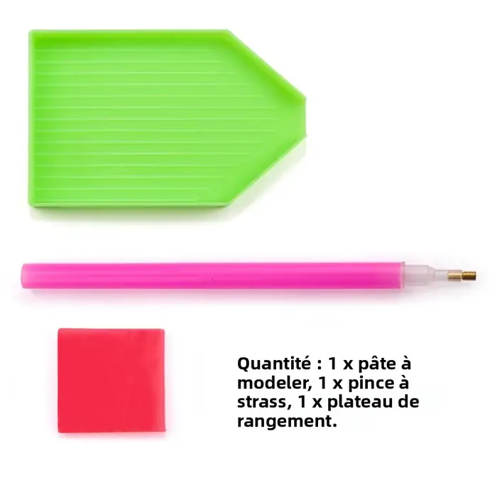 Outils de pointage en plastique avec strass rose et vert pour Nail Art, peinture diamant et artisanat pour femmes et occasions spéciales