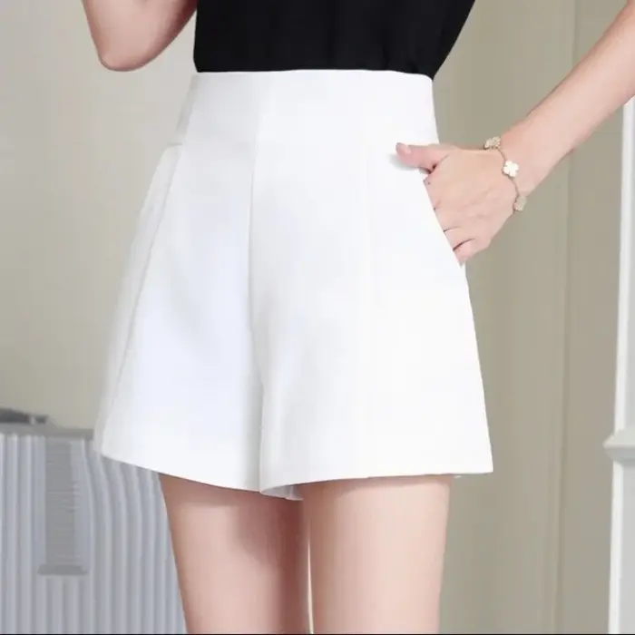 Femmes Shorts printemps été décontracté taille haute a-ligne Shorts ample jambe large en mousseline 