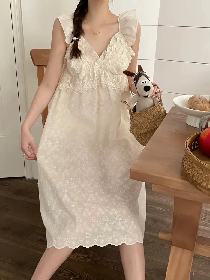 Robe de nuit Sweet Princess en polyester pour femmes, élégante et confortable pour dormir ou sorties d'été
