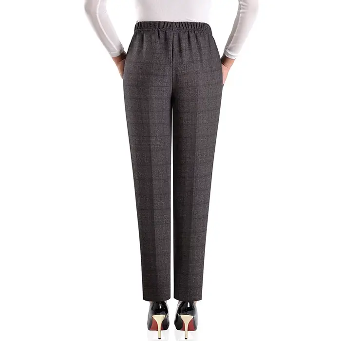 Pantalon surdimensionné élastique pour femme d'âge moyen, taille haute, ample, décontracté, chaud, e