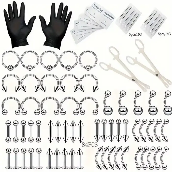Kit de perçage d'oreille stérile 24/42/84 pièces, pistolet de perçage d'hélice pour Trago de Cartila