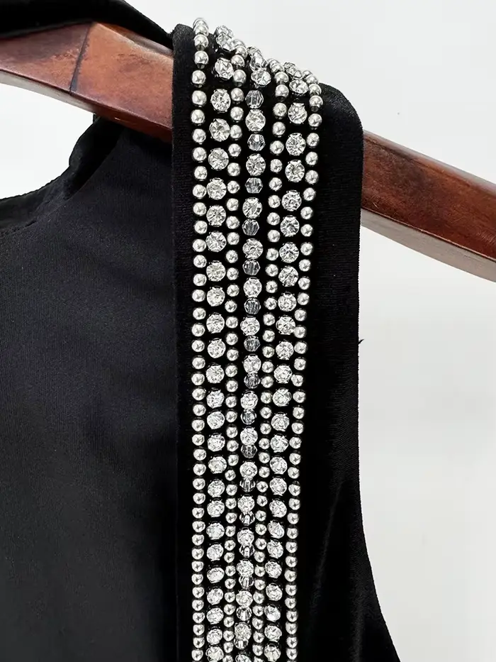 Robe à perles lourdes pour femmes, Streetwear tendance, élégante, amincissante, Sexy, dos nu, en vel