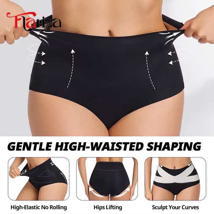 Flarixa ventre plat façonnant culotte croix corps Shaper taille haute femmes ventre contrôle slips noir hanche ascenseur Shapewear pas de spectacle