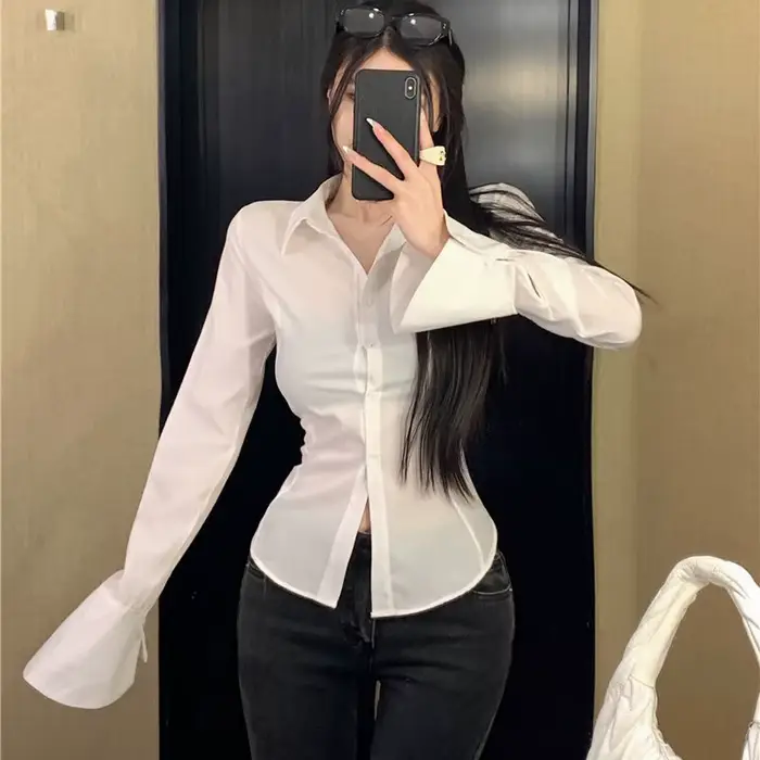 Gidyq mode femmes chemises de pansement coréen tout Match Streetwear femme mince Blouse printemps dé