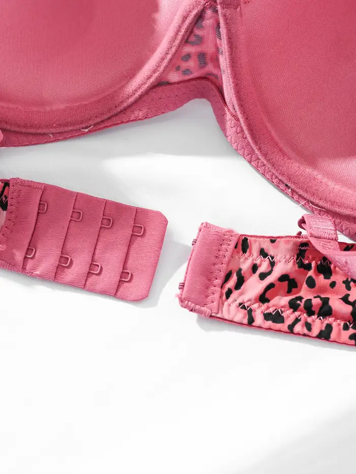 Diana-Push up podprsenka s růžovým leopardím potiskem pro ženy, s ocelovým kroužkem, B pohár, vysoce kvalitní spodní prádlo