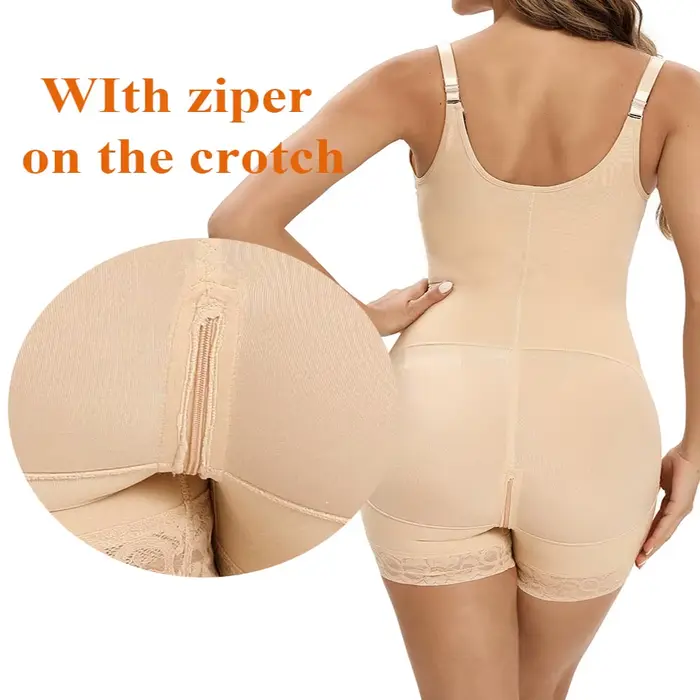Body gainant pour femme avec fermeture éclair à l'entrejambe, contrôle abdominal, amincissant et sculptant, gaine post-partum