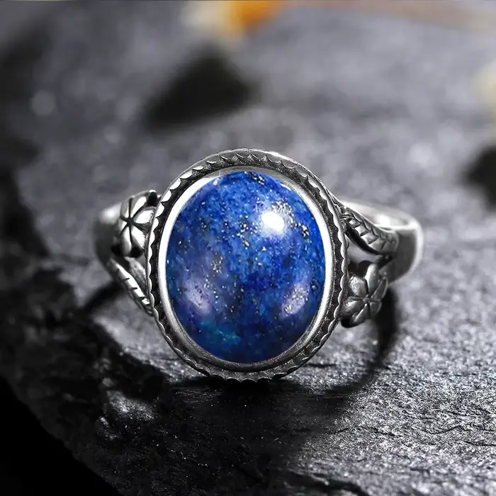 Vinatge bague en argent Bijoux féminins pierre de lune naturelle oeil de tigre anneaux personnalisés