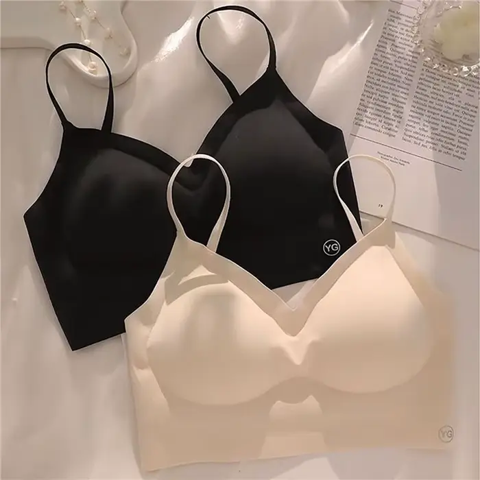 Dámská bezešvá podprsenka ve tvaru písmene U, sexy spodní prádlo, vzadu krásný prak, tenká část, bezešvé, malý hrudník rozcuchaný, podprsenka bez ramínek, nová