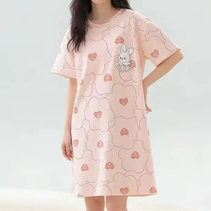 Jolies chemises de nuit pour femmes, vêtements de nuit tendance, robe de nuit d'été, pyjama dessin animé pour femme, pyjama grande taille