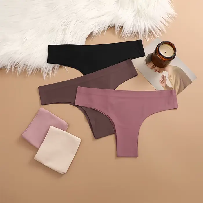 slipy Invisible, Sexy Spodní prádlo, dámské ledové spodní prádlo hedvábí, bezešvé, pohodlné, bavlněný rozkrok, střední velikost, kalhotky pro dívky
