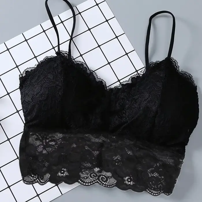 Été femmes dentelle haut sexy soleil hauts sans manche rembourré Bralette soutien-gorge Bustier ferm