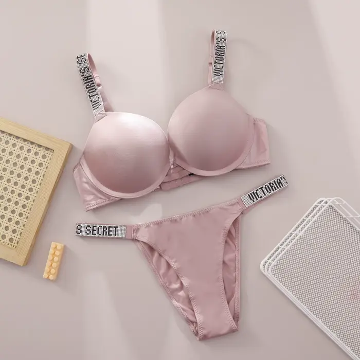 Nouvel ensemble de lingerie en dentelle V, soutien-gorge et culotte sexy pour femme, confortable, pu