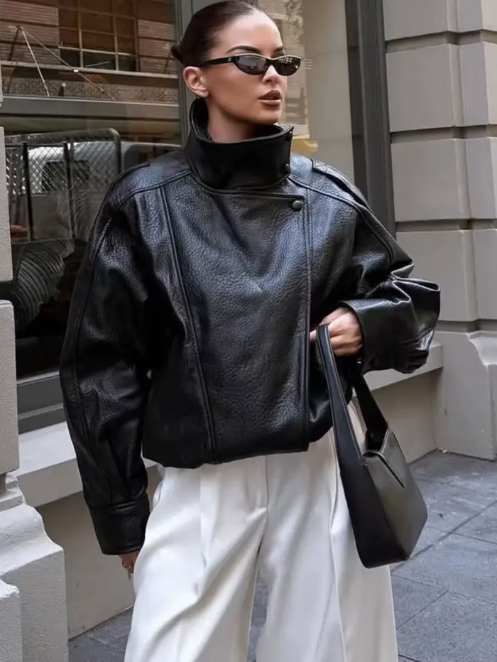 Automne hiver femmes veste en cuir 2025 lâche casual PU Faux cuir vestes manteau mode rue moto veste