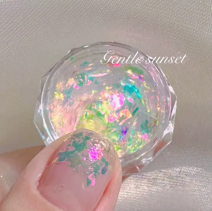 1 pot de paillettes pour ongles Aurora Chameleon Snowflake ultra-fines, irisées, holographiques, opa