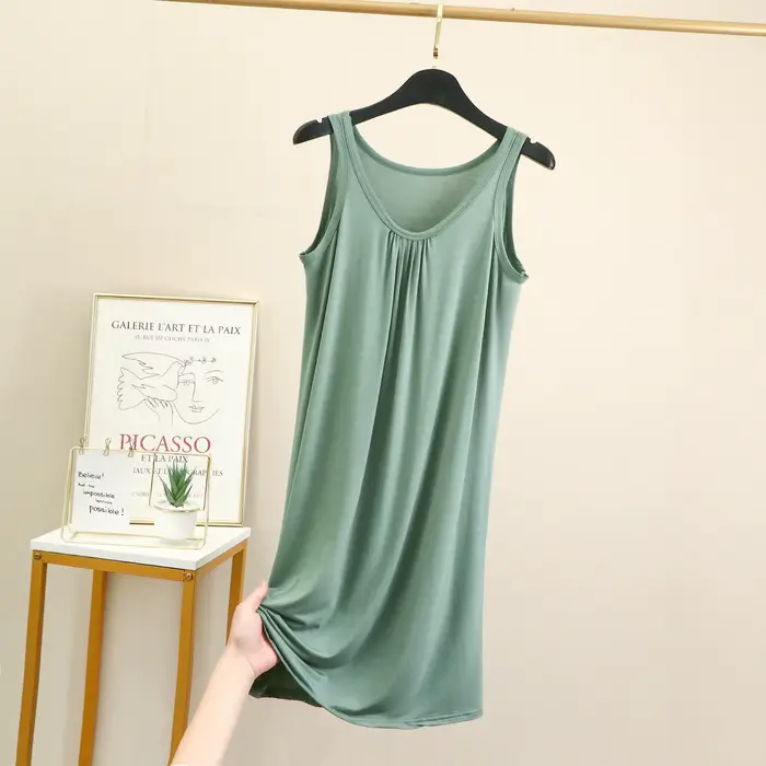 Grande taille chemises de nuit décontracté femmes vêtements de nuit sans manches gilet robe de nuit nuisette été pyjamas XL-6XL Sexy Modal Lingerie