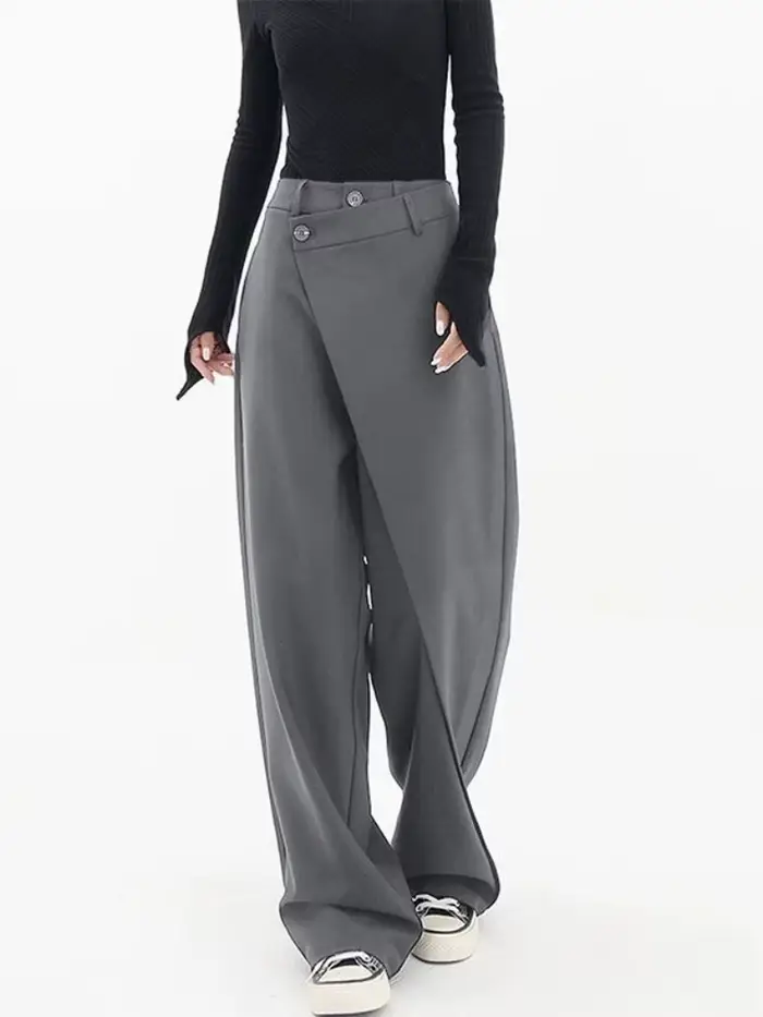 HOUZHOU femmes pantalon de costume large taille haute gothique Style japonais Baggy pantalon noir pa