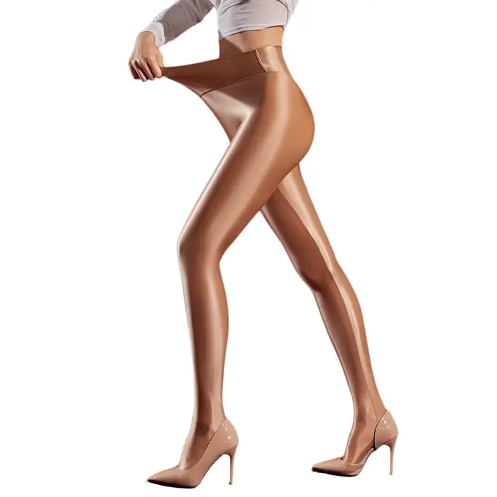 Sexy femmes ouvert entrejambe paquet hanche crayon pantalon élastique huile brillant mince Yoga façonnage porter Sexy femme de chambre collants Legging