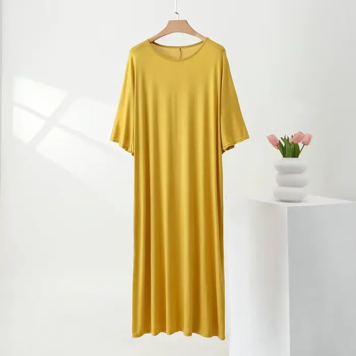 Chemises de nuit pour femmes, nouvelle robe de nuit en modal, manches courtes, chemise de nuit d'été