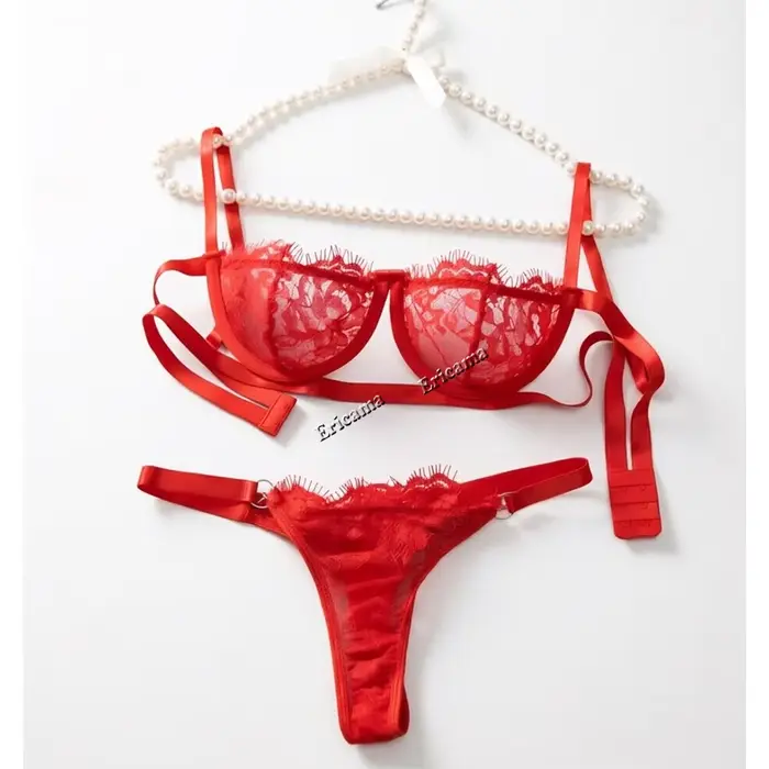 Lenceria Babydoll Set podprsenka a kalhotky sexy spodní prádlo Intimní ženy Krajka Otevřená podprsenka průhledný Otevřené spodní prádlo Erotické kostýmy