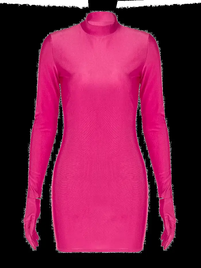 Dulzura – Mini robe moulante à manches longues, couleur unie, avec gants, Sexy, Streetwear, tenue de