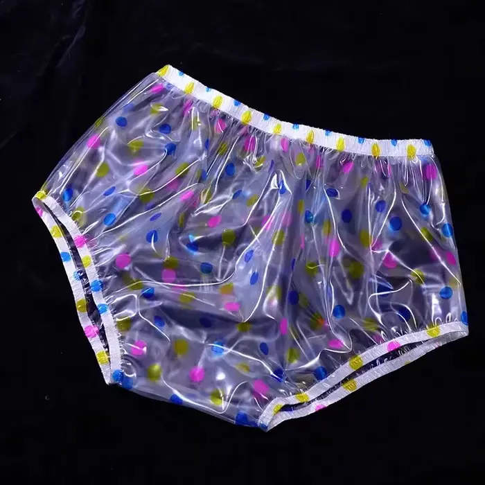 Couleur à pois hommes PVC épais transparent plastique slips femmes taille haute imperméable ample do