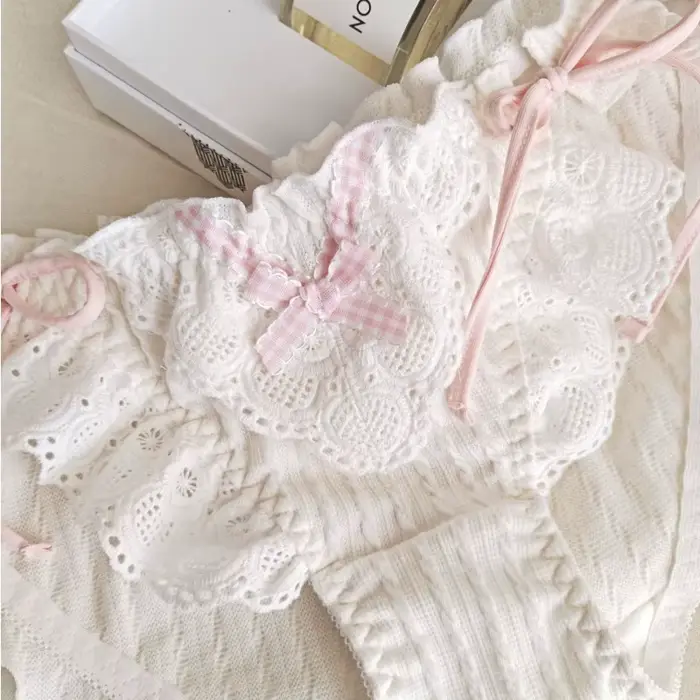 Dámské krajkové kalhotky volán, styl Lolita, bavlněné spodní prádlo, nastavitelné ramínko, roztomilé spodní prádlo volán, oblečení Lolita