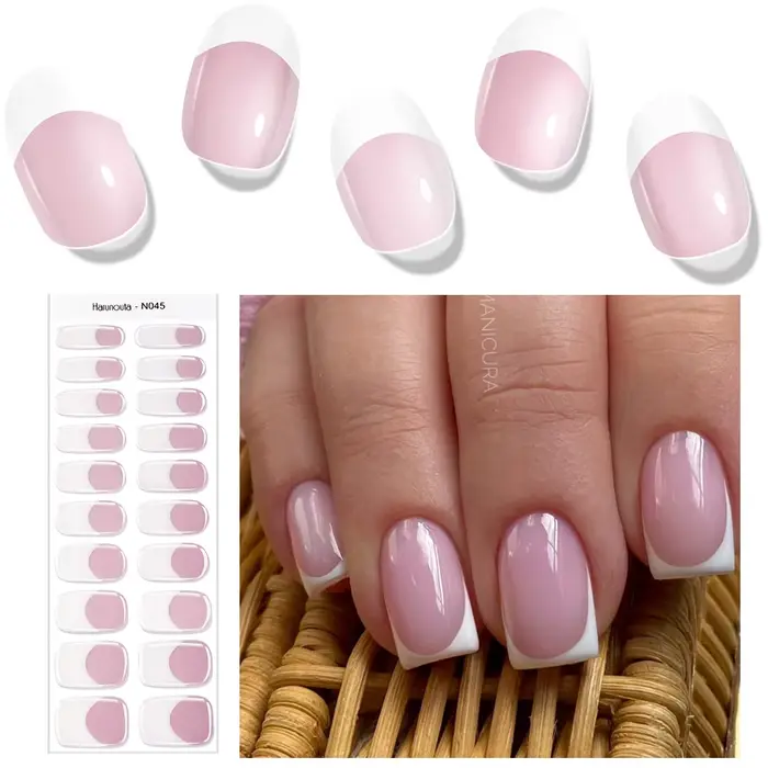 Enveloppes pour ongles semi-durcies, 16/20 pointes, adhésif de couleur unie, imperméable, Gel longue