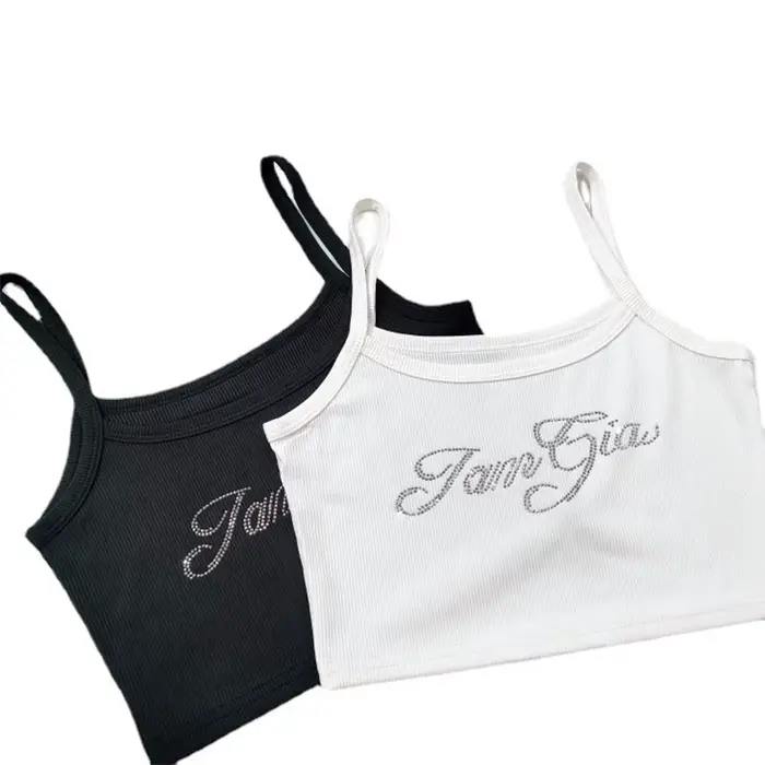 Camisole Rétro avec Lettres pour Femme, Haut Précieux, Y2K, Fibre Slim, Mode d'Été