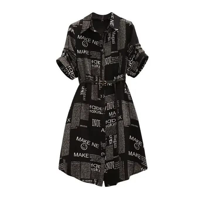 Robe imprimée lettre enveloppée pour femme, col polo à la taille, réduction de l'âge français, régla