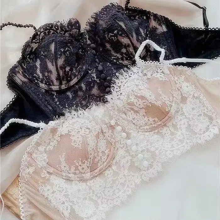 Nové francouzské bez ramínek Sexy krajka podprsenka, spodní prádlo Backless, Retro Thin Vest podprsenka pro ženy