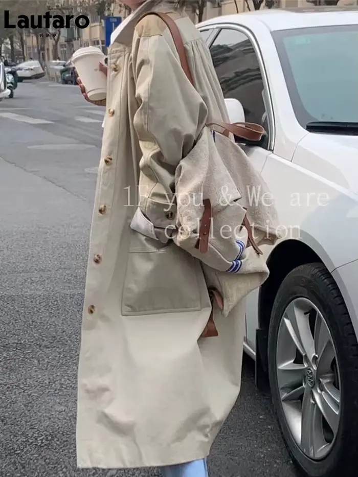 Lautaro-Manteau long à simple boutonnage pour femme, vêtements de luxe, pardessus décontracté, print