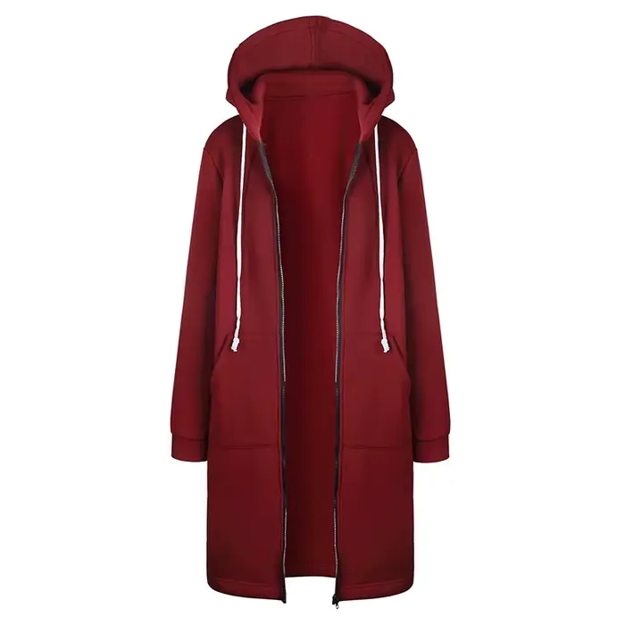 Parka à capuche épaisse pour femme, veste ample, avec fermeture éclair, poche, taille Maxi, robes de