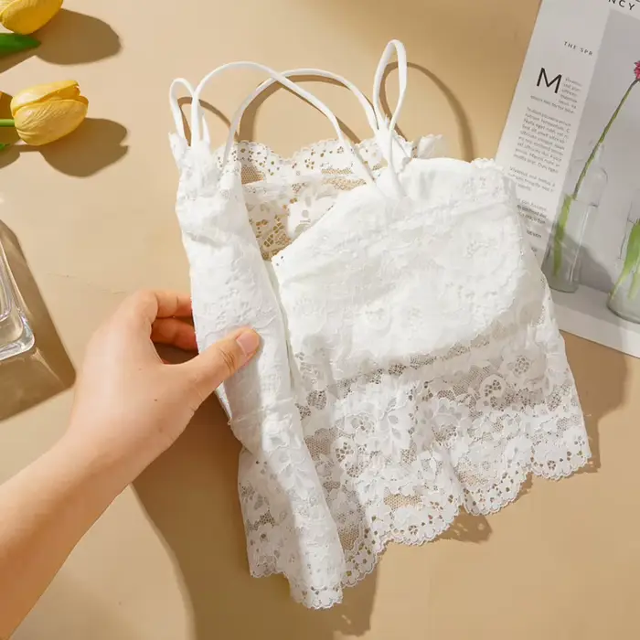 Dámská krajka prsa zabalené podprsenka, sexy, krásný kříž zpět, trubkový horní, bezdrátový, odnímatelný hrudníku Pad, nová kolekce