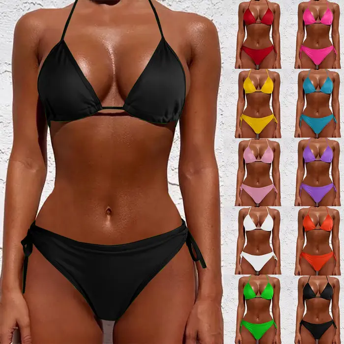 Souprava spodního prádla okouzlující pro ženu, bikiny s rozsekaným řezem, plavky s uzly, ženský styl, bez vyplňování, uliční styl, romantické a plážové příležitosti