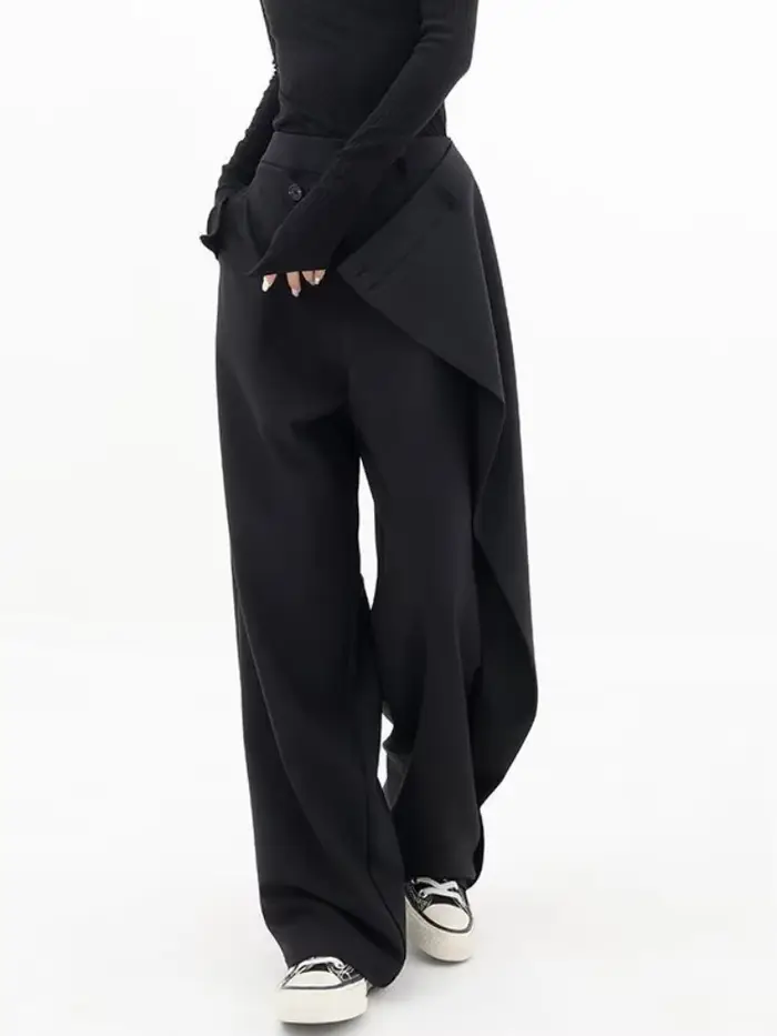 HOUZHOU femmes pantalon de costume large taille haute gothique Style japonais Baggy pantalon noir pa